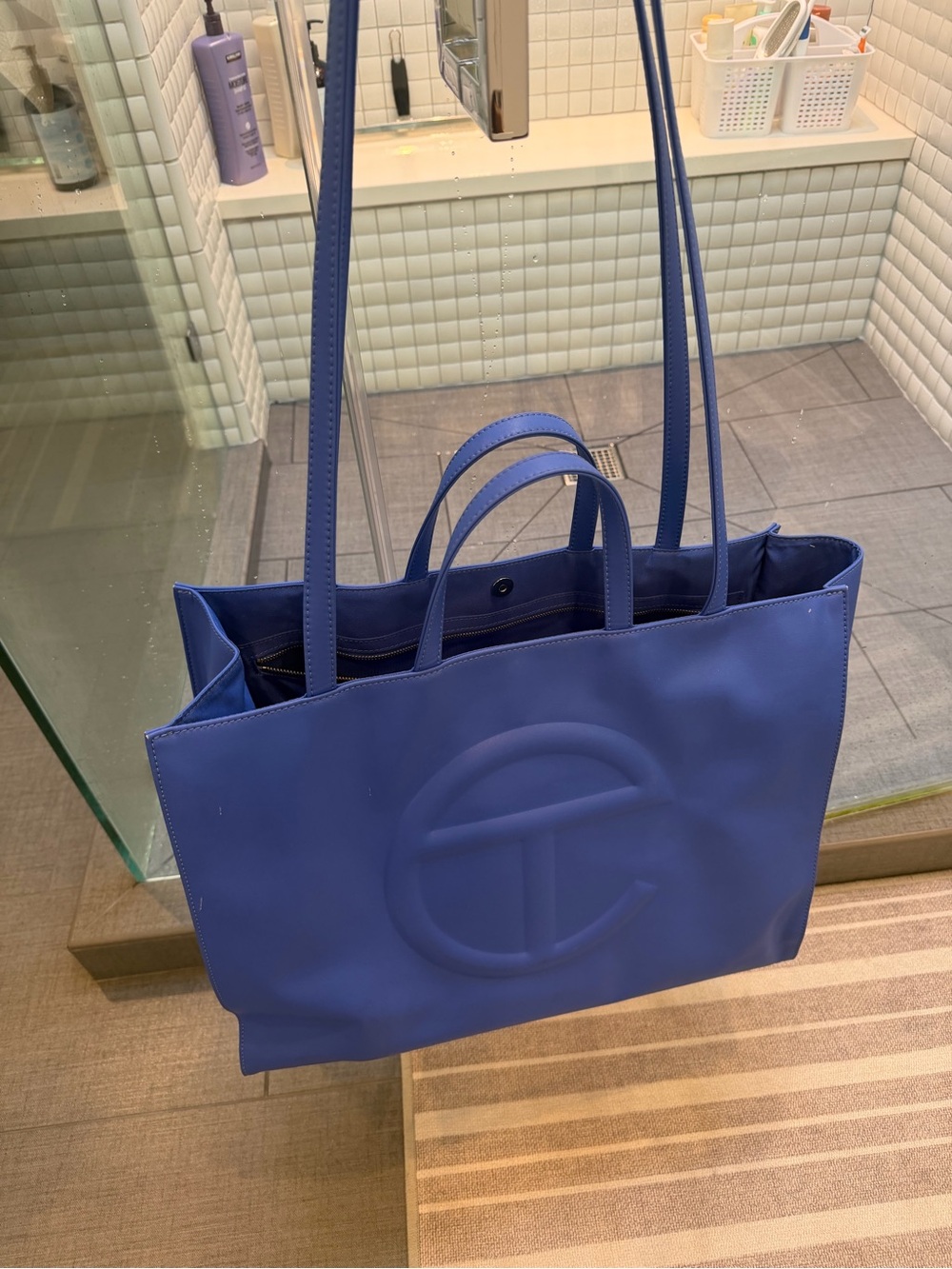 Telfar Blue Embossed Logo Tote - Picture 2 of 4